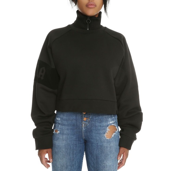 PUMA Fenty by Rihana Womens Cropped Neck Zip Pullover Sweater Size XS Oversized - Picture 1 of 16